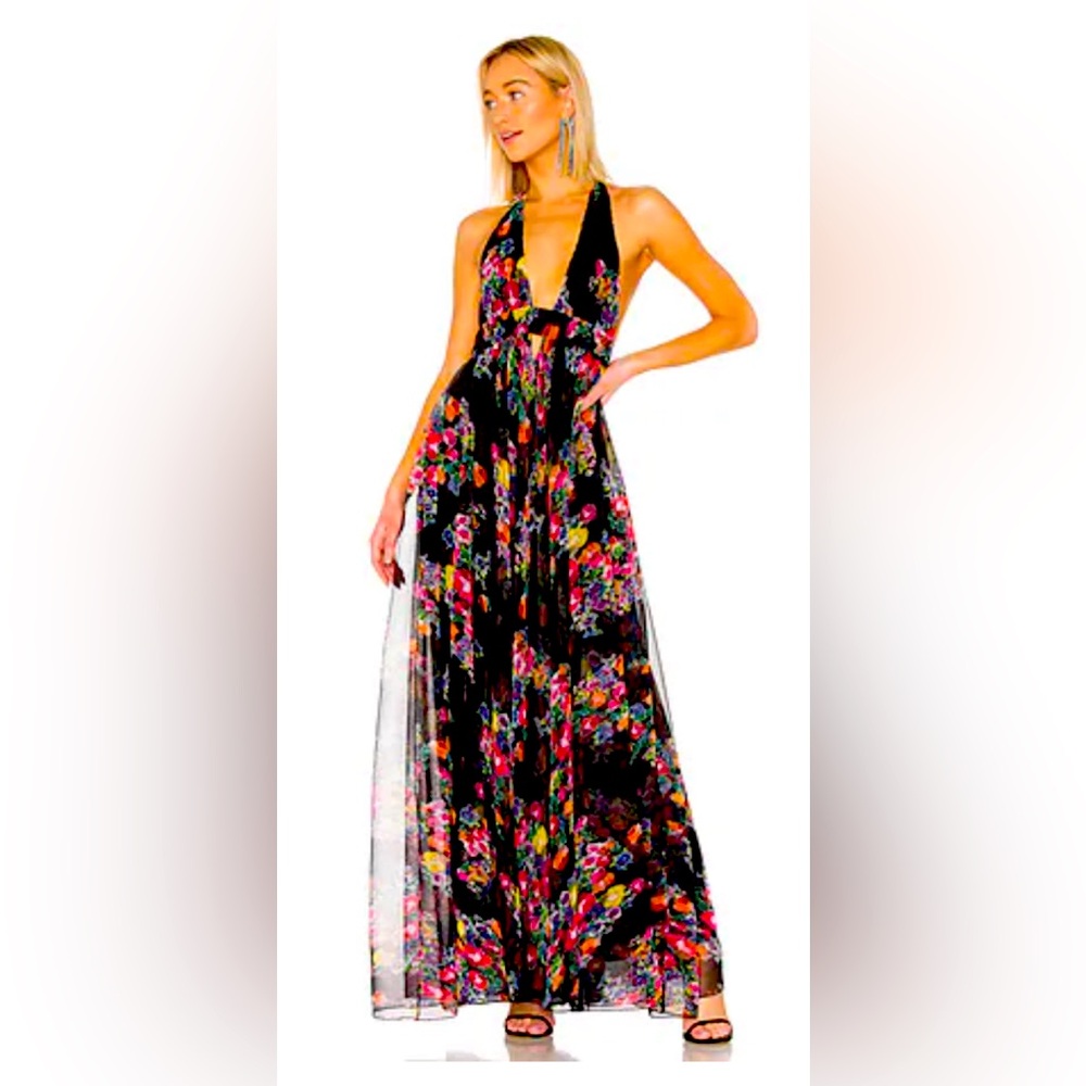 COPY - Revolve x Michael Costello medium black floral dress. New without tags